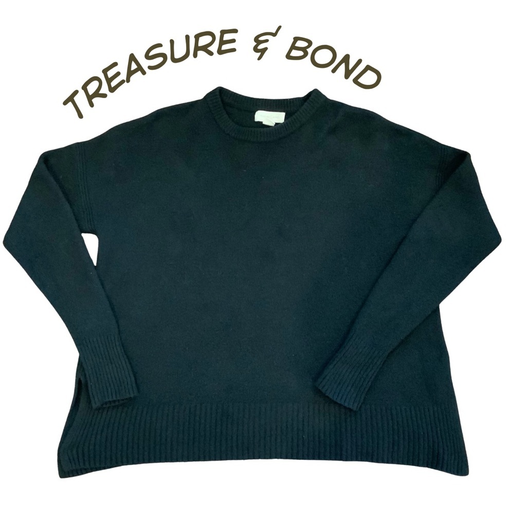 Treasure & Bond‎ Black Crewneck Sweater Size XS Cozy Layering Pullover Nordstrom